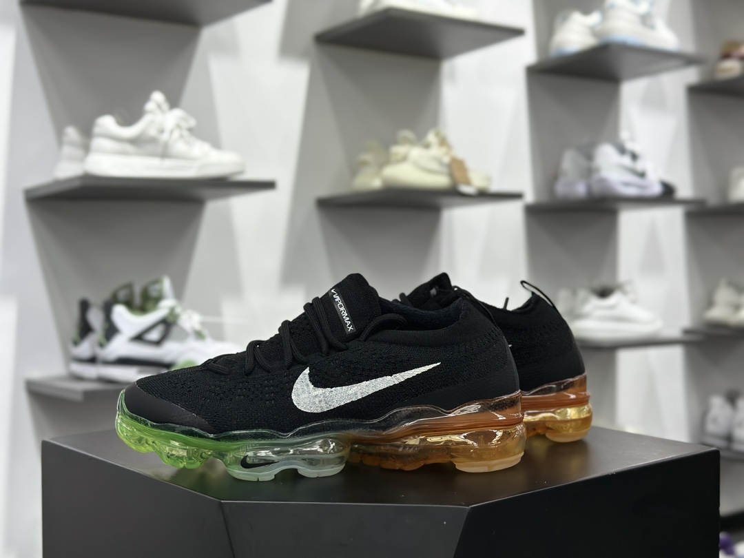 Nike Air VaporMax 2023 Flyknit FK”Black Multi Sole”2023款大气垫系列低帮慢跑鞋“针织黑白绿橙”DV1678-014