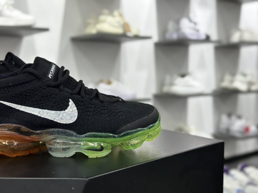 Nike Air VaporMax 2023 Flyknit FK”Black Multi Sole”2023款大气垫系列低帮慢跑鞋“针织黑白绿橙”DV1678-014