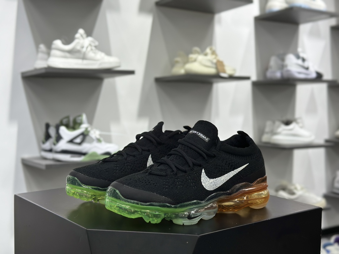 Nike Air VaporMax 2023 Flyknit FK”Black Multi Sole”2023款大气垫系列低帮慢跑鞋“针织黑白绿橙”DV1678-014