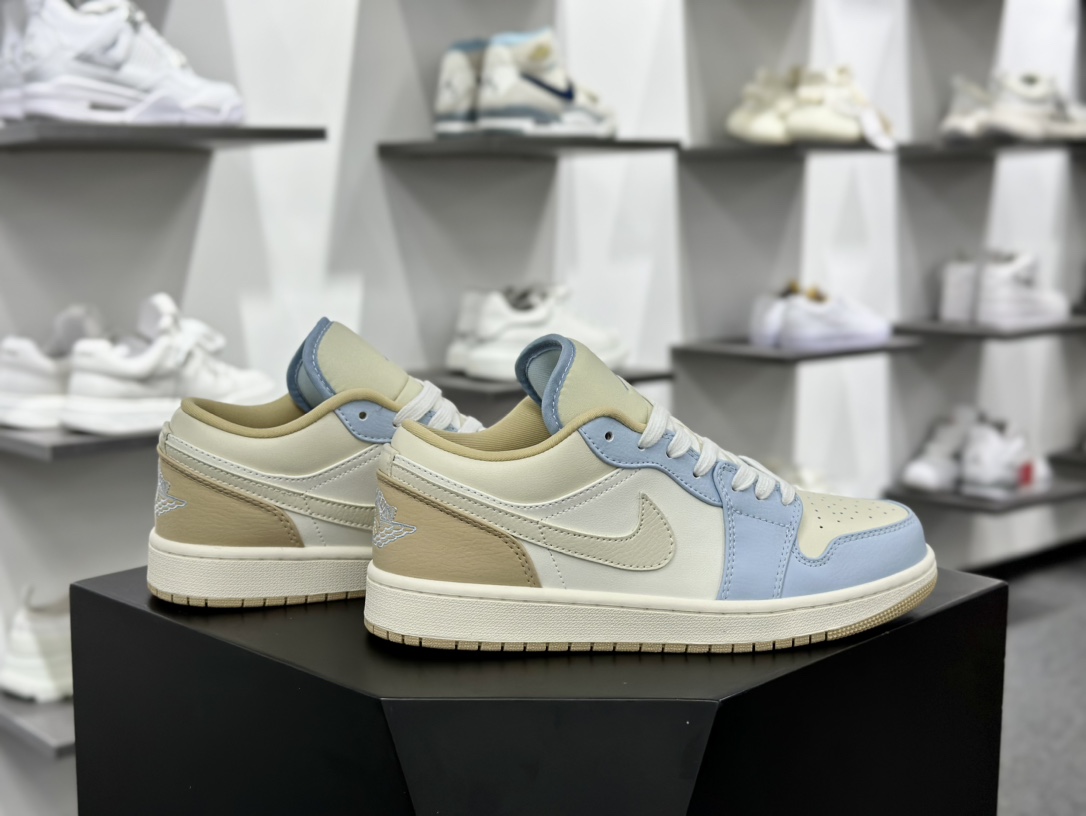 耐克Nike Air Jordan 1 Low”Midnight Navy Grey White”AJ1乔丹一代低帮篮球鞋“皮革奶白蓝 芝麻”HQ4186-111