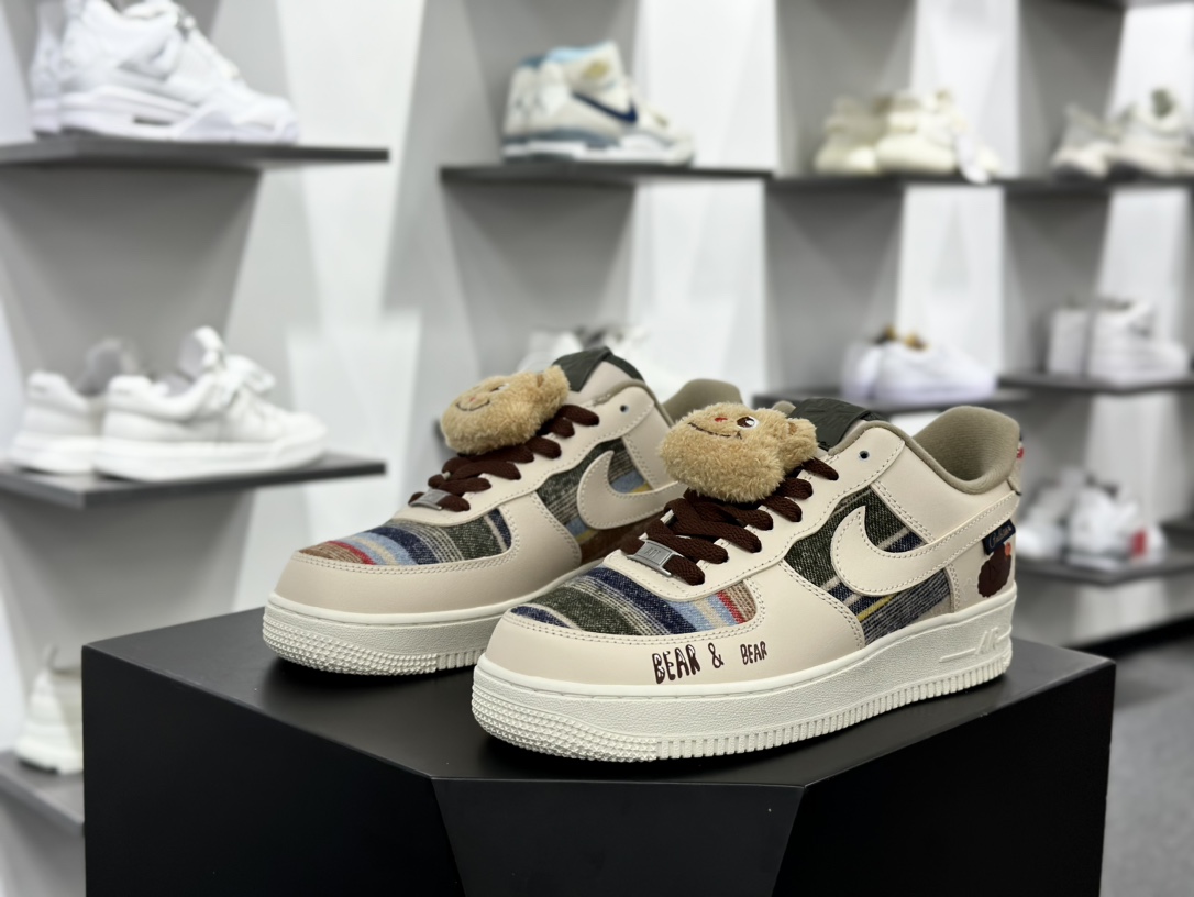 Pendleton x Nike Air Force 1’07 Low 空军一号经典低帮板鞋“米白苏格兰格子彩色小熊涂鸦”CW2289-230