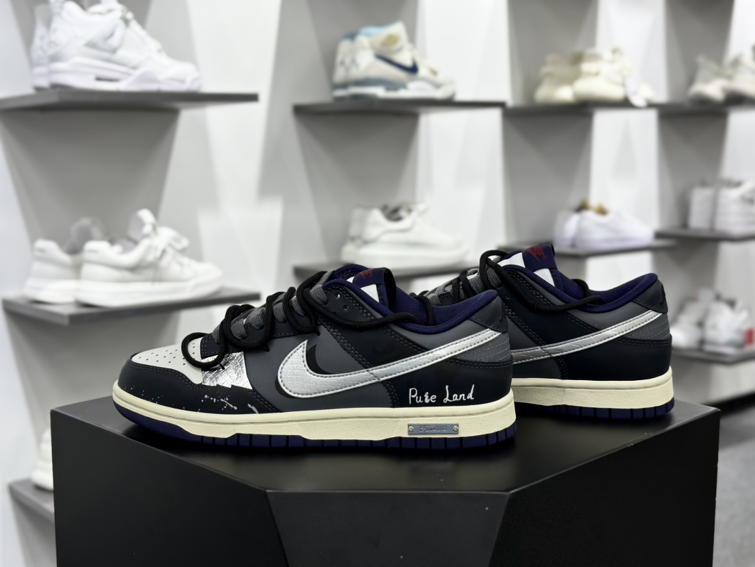 耐克Nike SB Dunk Low Lot”inkjet”扣篮系列低帮休闲运动滑板板鞋“黑灰泼墨喷绘绑绳”FV8106-181