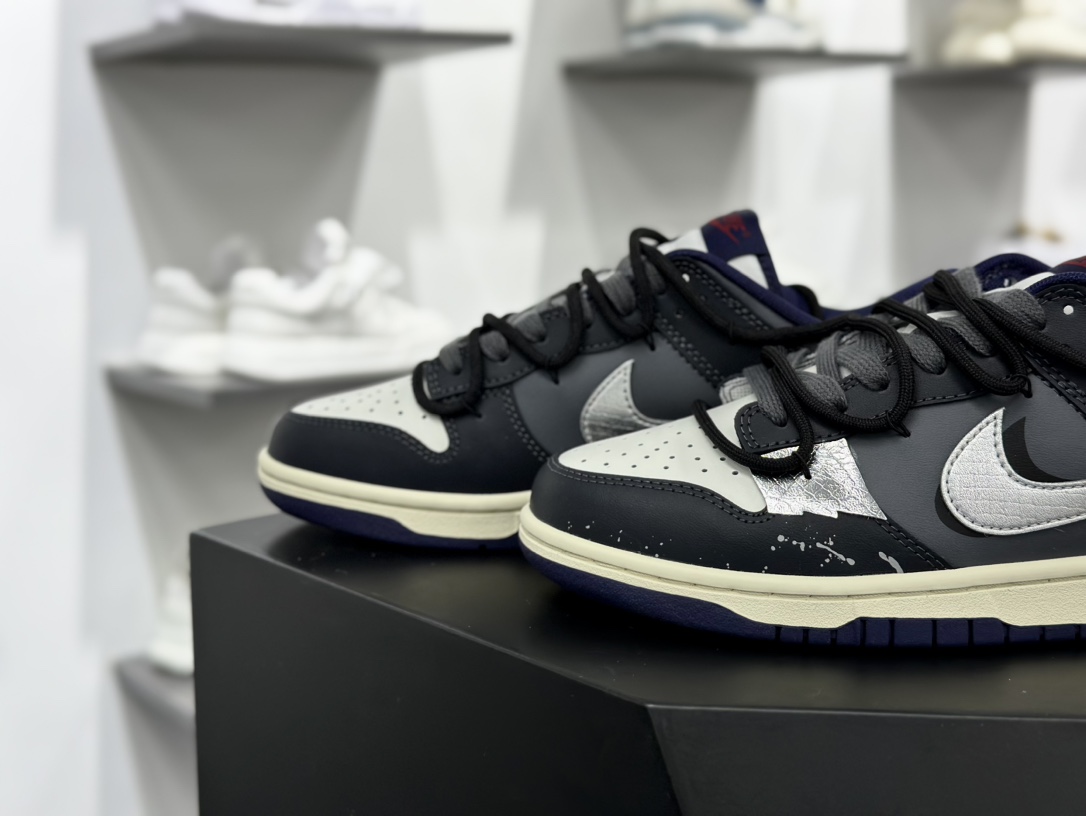 耐克Nike SB Dunk Low Lot”inkjet”扣篮系列低帮休闲运动滑板板鞋“黑灰泼墨喷绘绑绳”FV8106-181