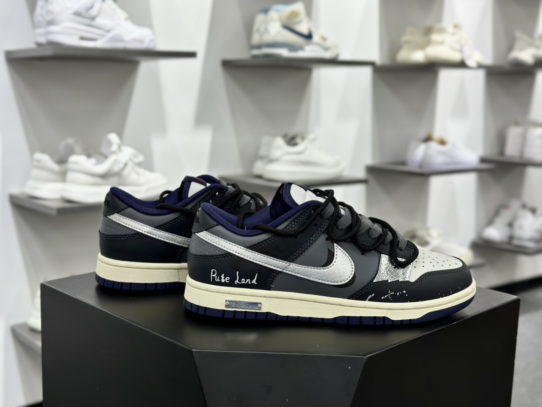 耐克Nike SB Dunk Low Lot”inkjet”扣篮系列低帮休闲运动滑板板鞋“黑灰泼墨喷绘绑绳”FV8106-181