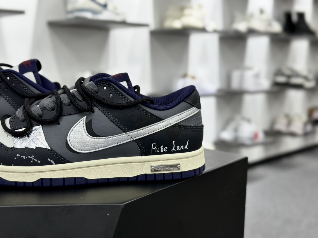 耐克Nike SB Dunk Low Lot”inkjet”扣篮系列低帮休闲运动滑板板鞋“黑灰泼墨喷绘绑绳”FV8106-181