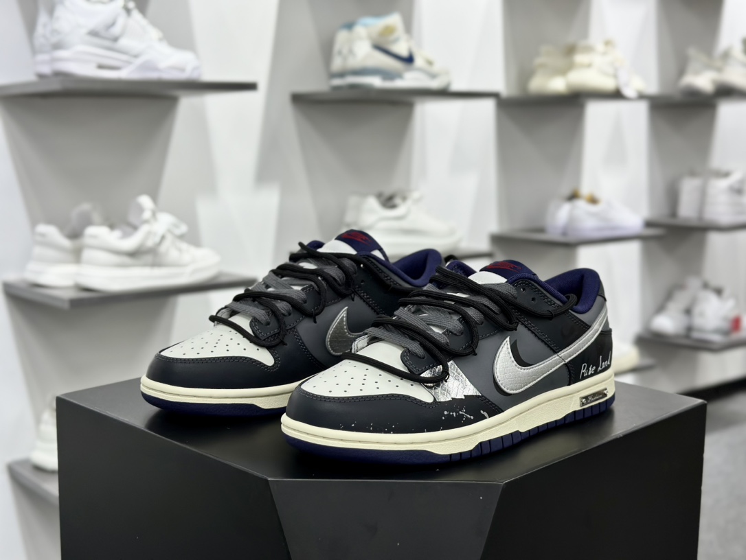 耐克Nike SB Dunk Low Lot”inkjet”扣篮系列低帮休闲运动滑板板鞋“黑灰泼墨喷绘绑绳”FV8106-181