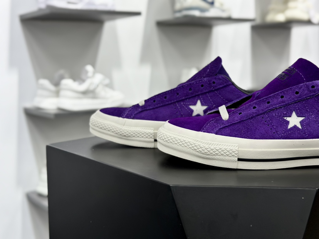 匡威Converse One Star OX Pro”Night Purple”一星系列经典低帮板鞋“翻毛恶魔夜紫白”A08141C