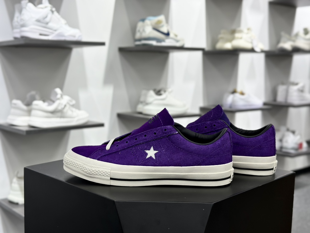 匡威Converse One Star OX Pro”Night Purple”一星系列经典低帮板鞋“翻毛恶魔夜紫白”A08141C