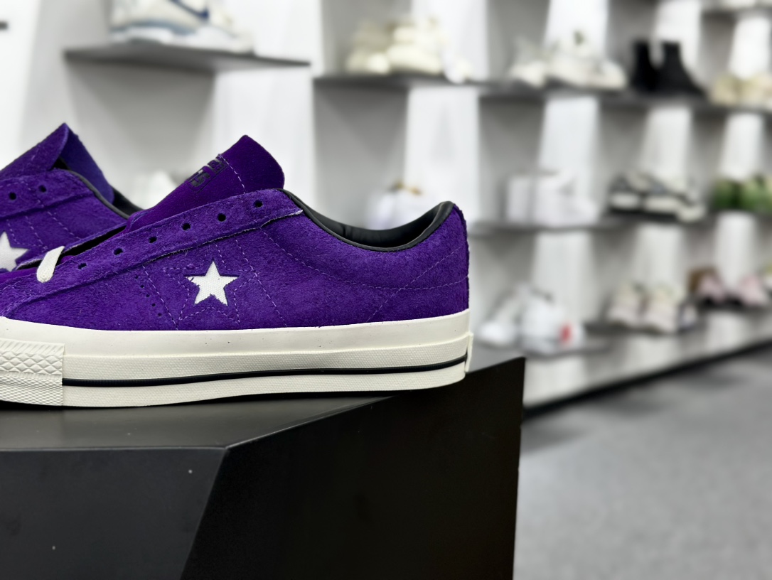 匡威Converse One Star OX Pro”Night Purple”一星系列经典低帮板鞋“翻毛恶魔夜紫白”A08141C