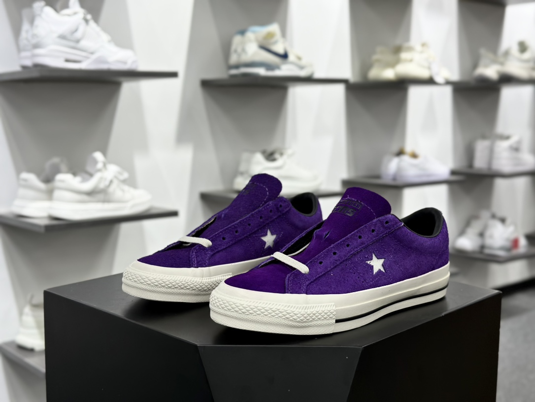 匡威Converse One Star OX Pro”Night Purple”一星系列经典低帮板鞋“翻毛恶魔夜紫白”A08141C