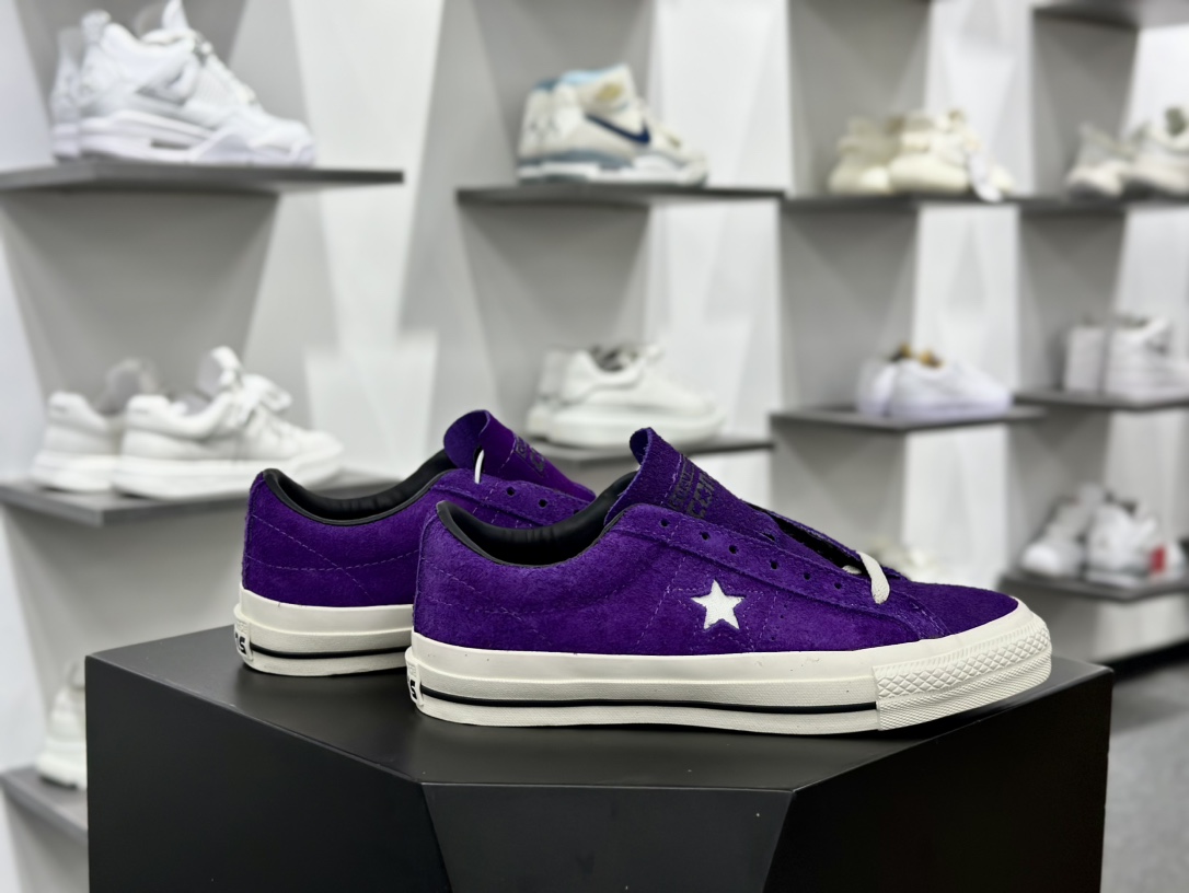 匡威Converse One Star OX Pro”Night Purple”一星系列经典低帮板鞋“翻毛恶魔夜紫白”A08141C