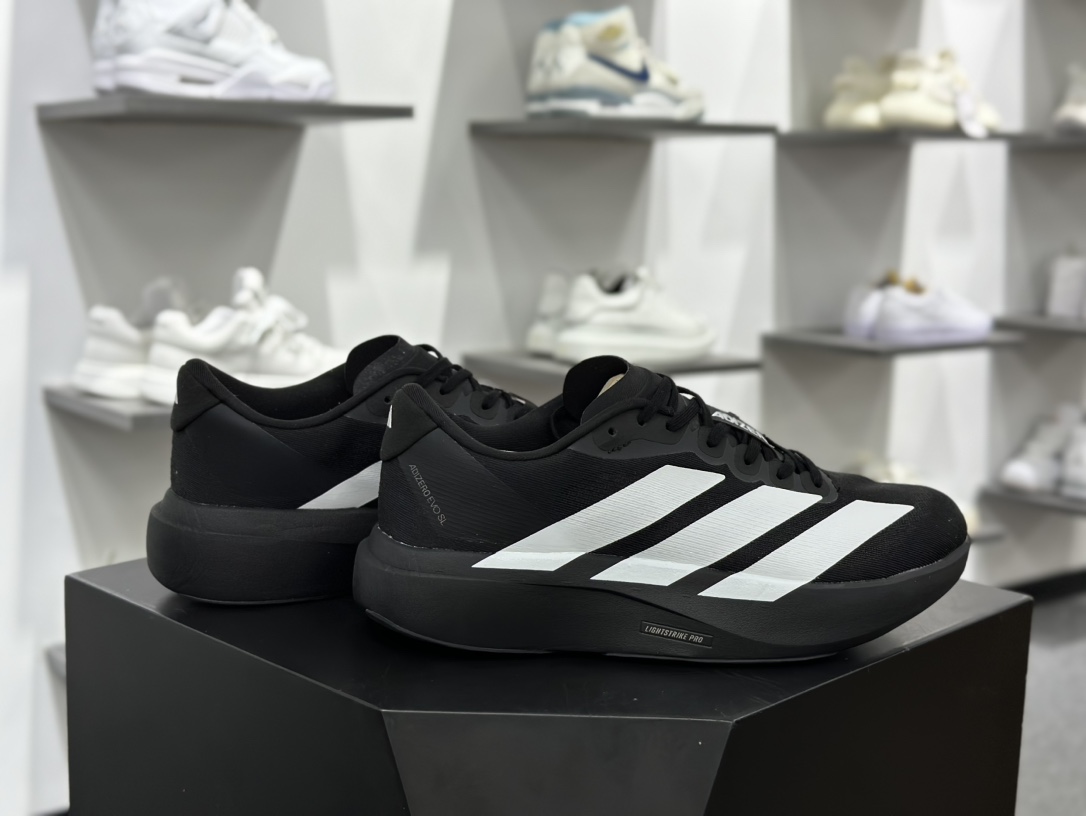 阿迪达斯Adidas Adizero Eva SL M”Black White”零度进化版系列低帮慢跑鞋“网织黑白”JP7149