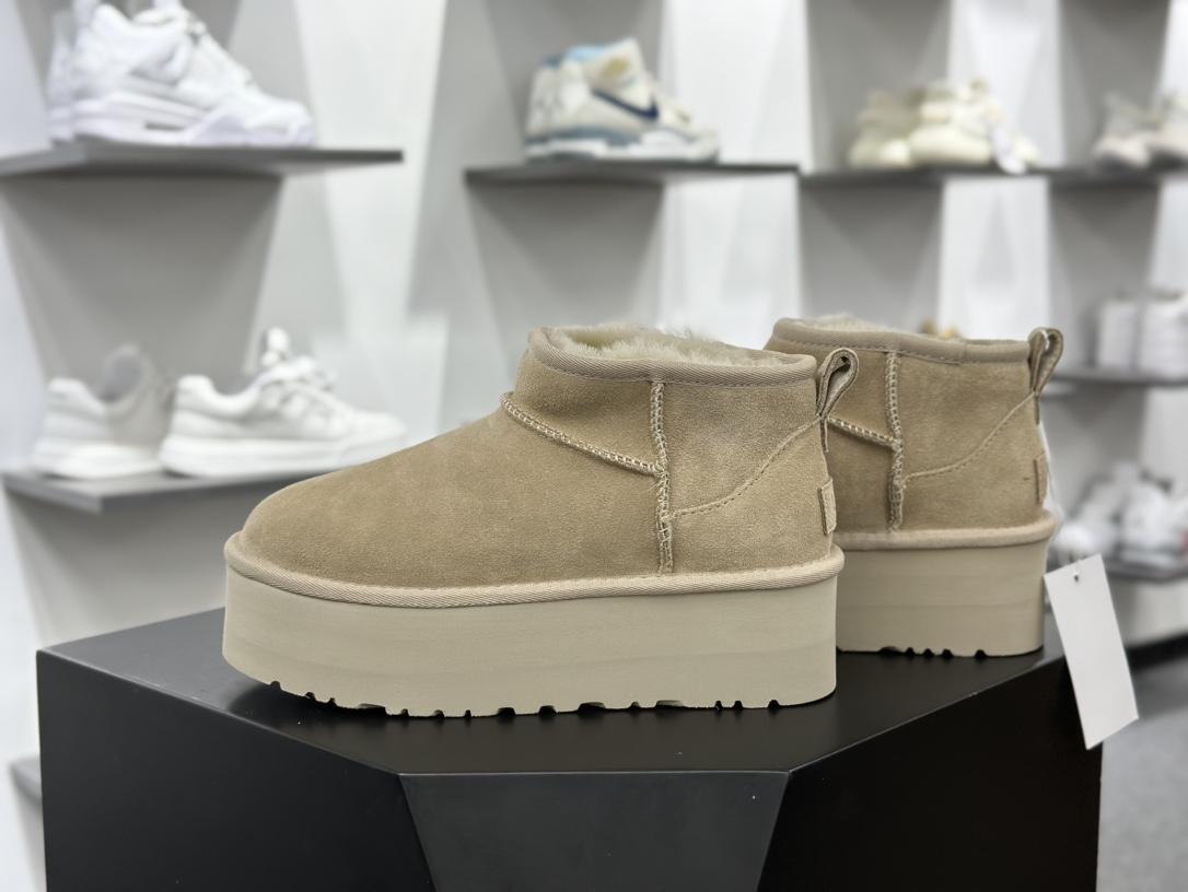 UGG W Classic Ultra Mini Platform Bovelty 新奇增强厚底短靴“可乐深棕加绒”1135092-CHE