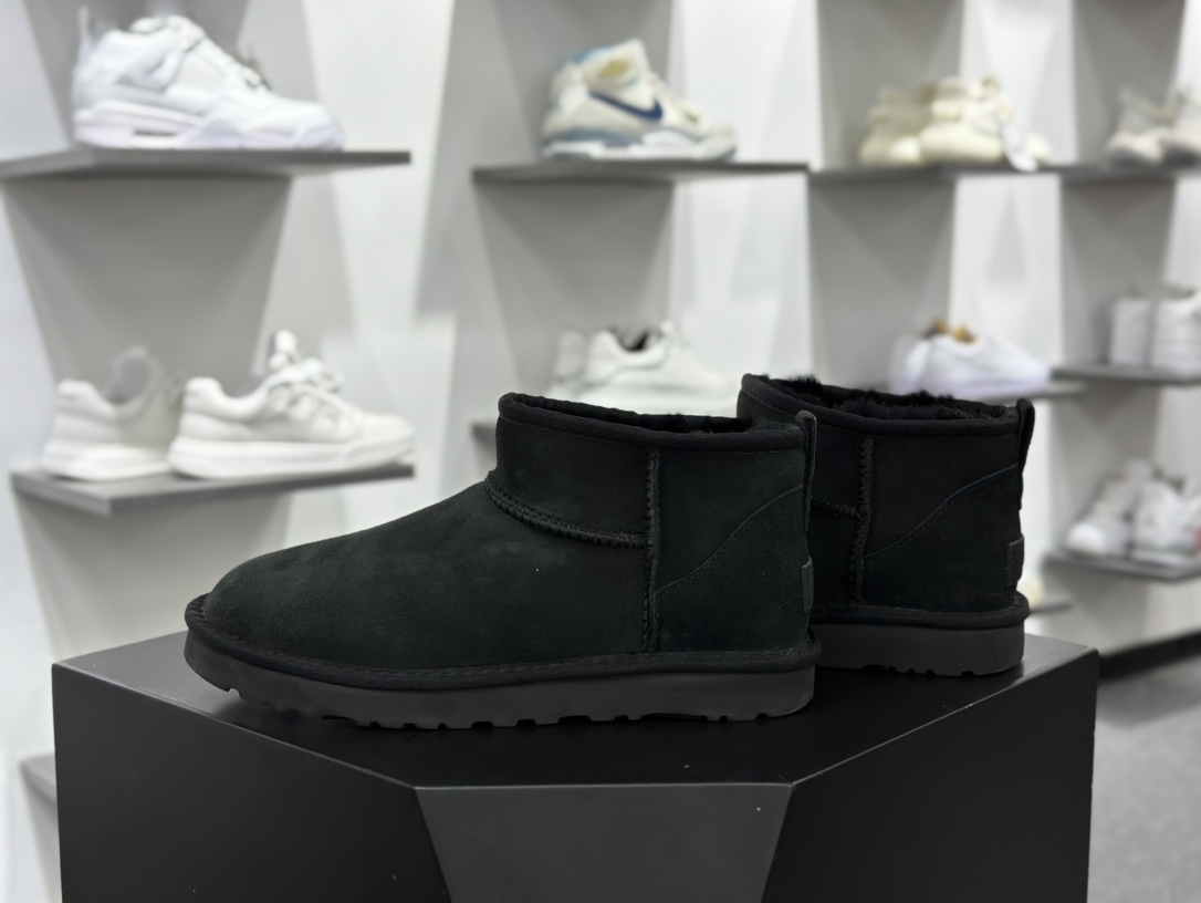 品牌UGG W Classic Ultra Mini 经典迷你超短系列8.9cm短筒加绒休闲百搭短靴“黑色加绒”1116109-BLK