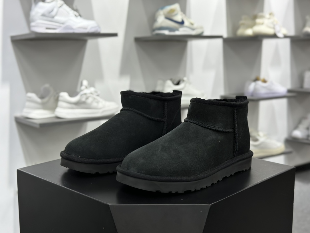 品牌UGG W Classic Ultra Mini 经典迷你超短系列8.9cm短筒加绒休闲百搭短靴“黑色加绒”1116109-BLK