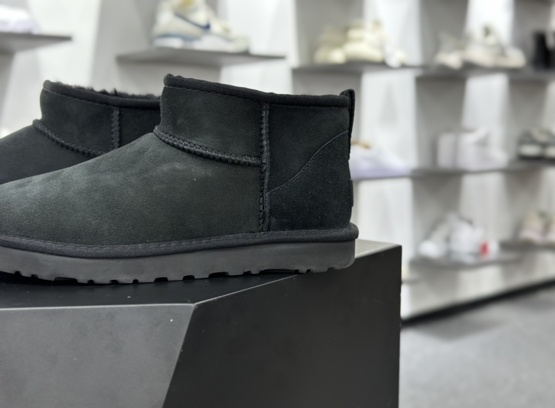 品牌UGG W Classic Ultra Mini 经典迷你超短系列8.9cm短筒加绒休闲百搭短靴“黑色加绒”1116109-BLK