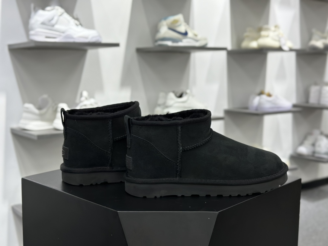 品牌UGG W Classic Ultra Mini 经典迷你超短系列8.9cm短筒加绒休闲百搭短靴“黑色加绒”1116109-BLK