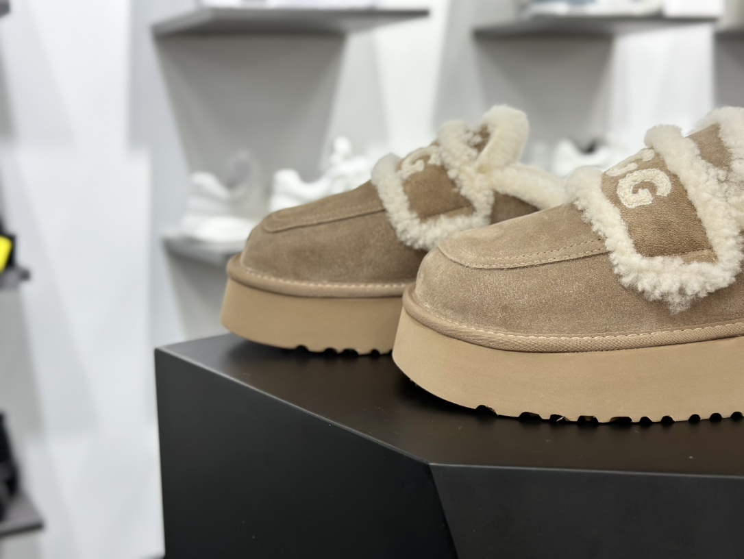 UGG W Classic Coquette Clog Slipper II 科凯特保暖露跟厚底半拖鞋“深卡其加绒”OB938/KHAKI