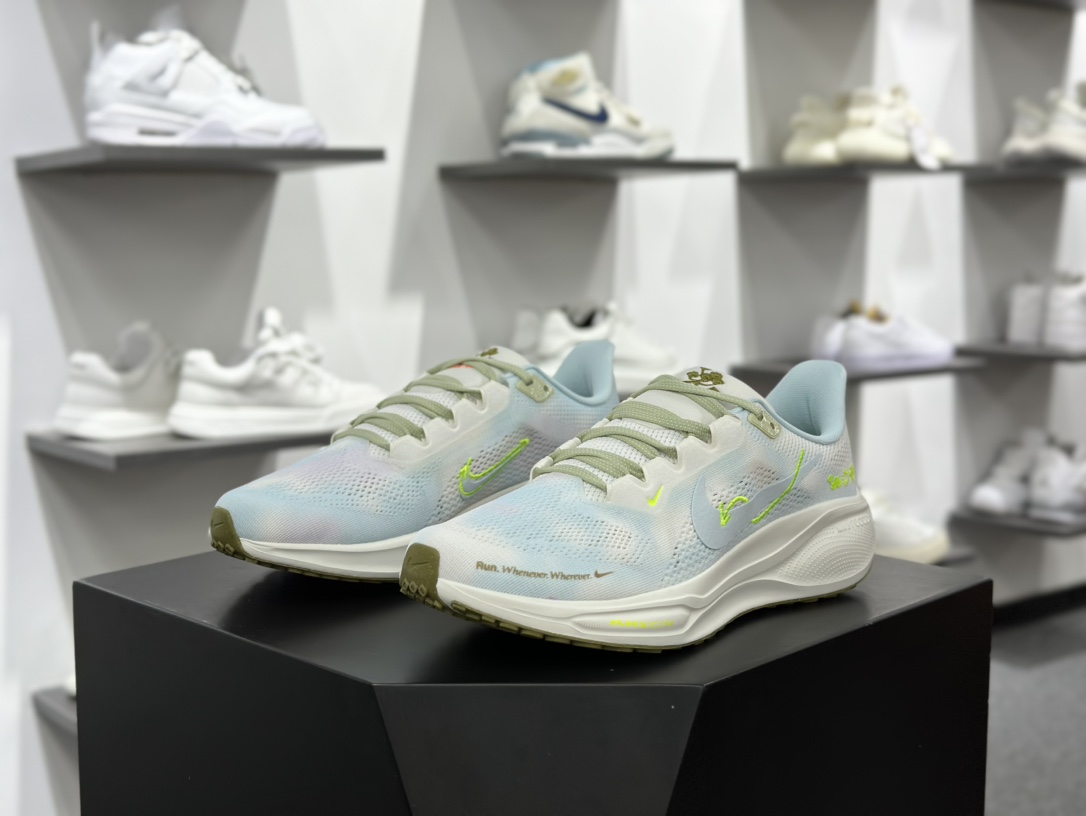 Nike Air Zoom Pegasus 41 Premium”Sail Glacier Blue Volt”41代慢跑鞋“网织白淡蓝荧光绿刺绣小飞马”HQ3465-143