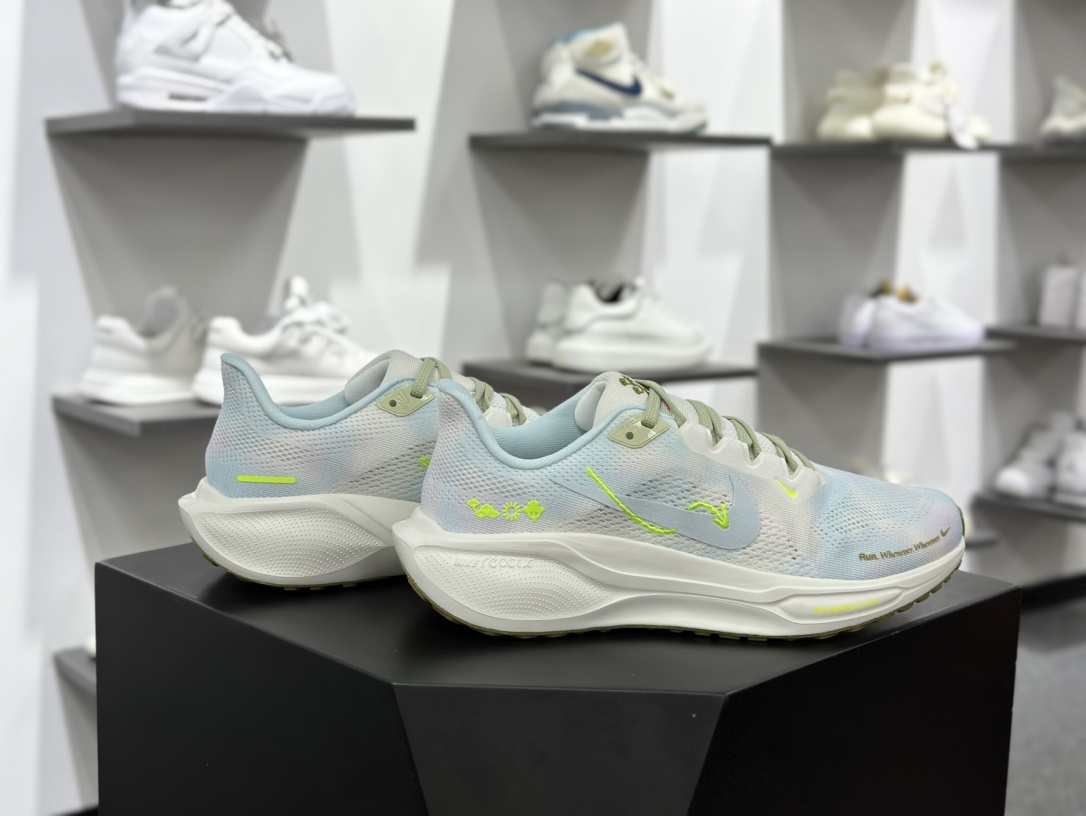 Nike Air Zoom Pegasus 41 Premium”Sail Glacier Blue Volt”41代慢跑鞋“网织白淡蓝荧光绿刺绣小飞马”HQ3465-143