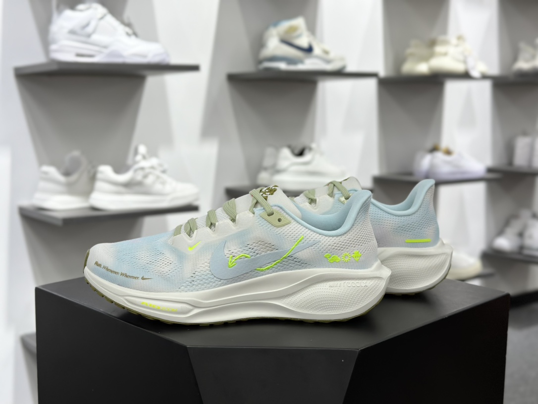 Nike Air Zoom Pegasus 41 Premium”Sail Glacier Blue Volt”41代慢跑鞋“网织白淡蓝荧光绿刺绣小飞马”HQ3465-143