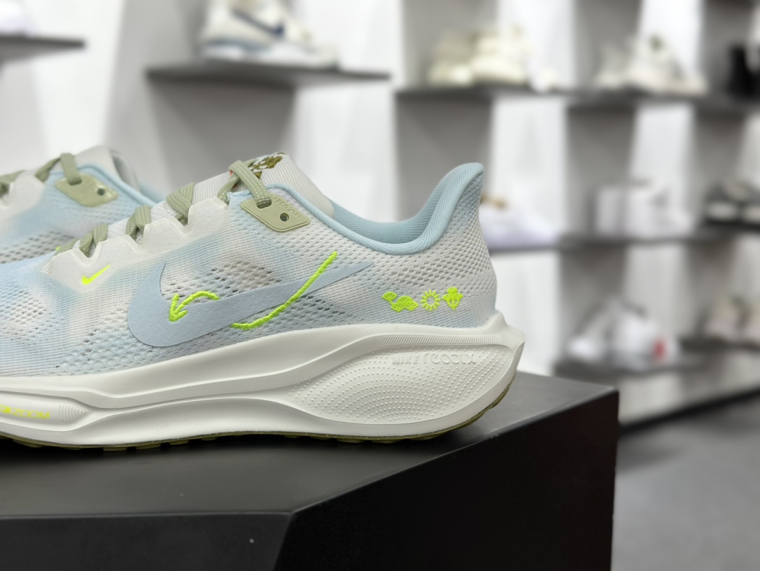 Nike Air Zoom Pegasus 41 Premium”Sail Glacier Blue Volt”41代慢跑鞋“网织白淡蓝荧光绿刺绣小飞马”HQ3465-143