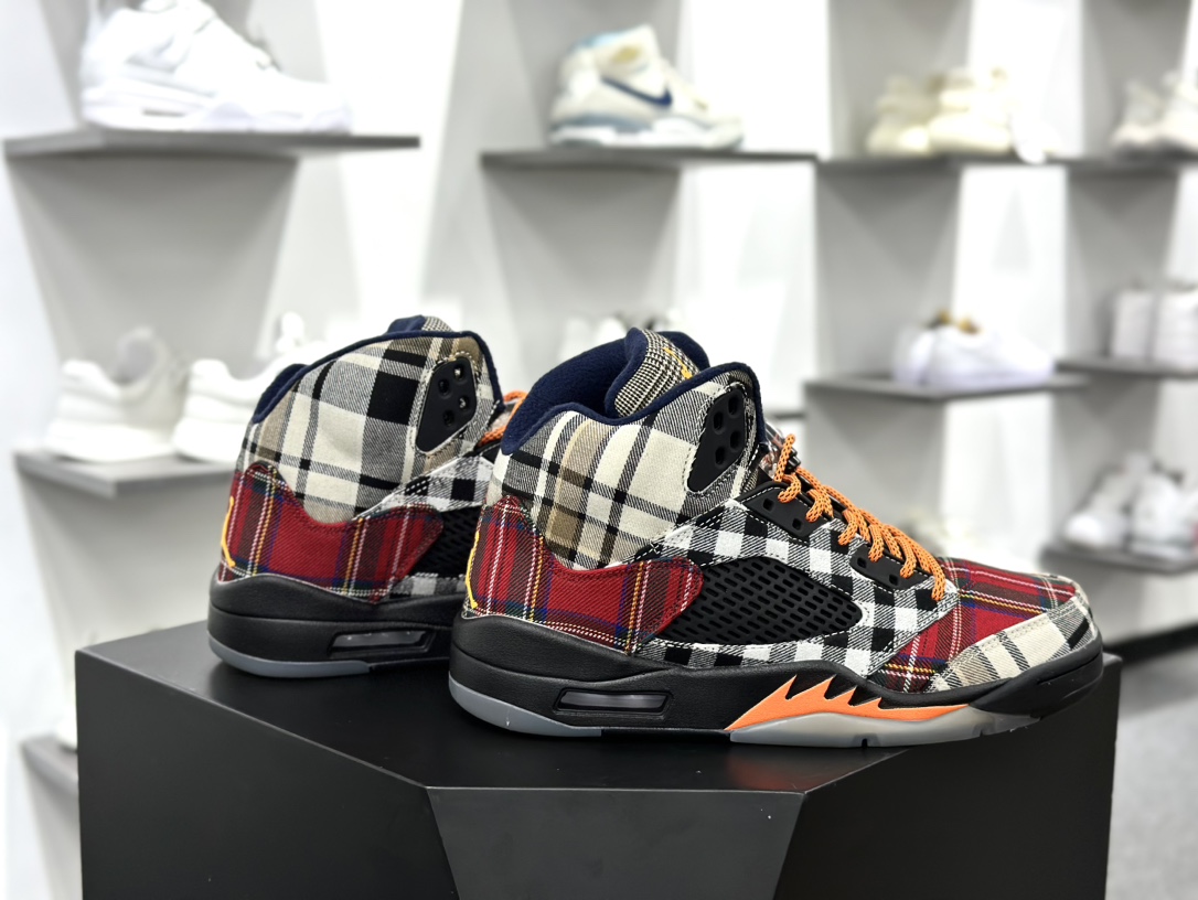 纯原 Air Jordan AJ5 Retro ”Plaid” 圣诞狂欢 苏格兰格纹织布 FD4814-008