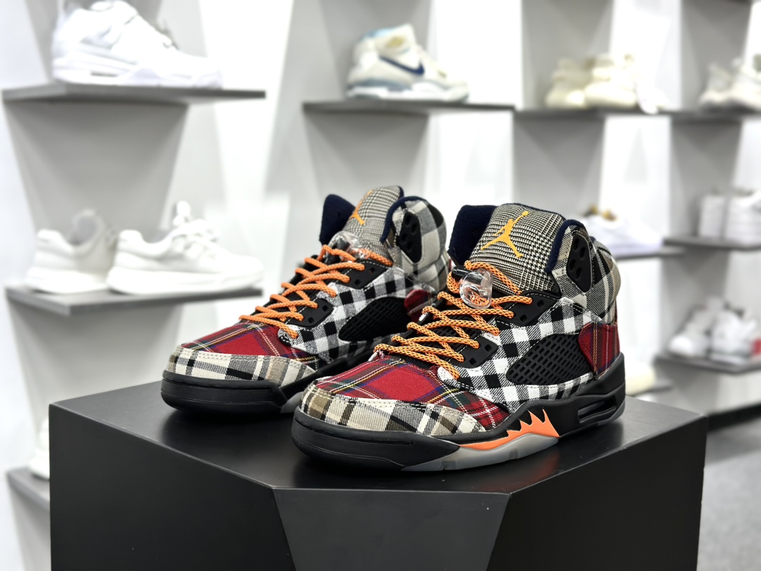 纯原 Air Jordan AJ5 Retro ”Plaid” 圣诞狂欢 苏格兰格纹织布 FD4814-008