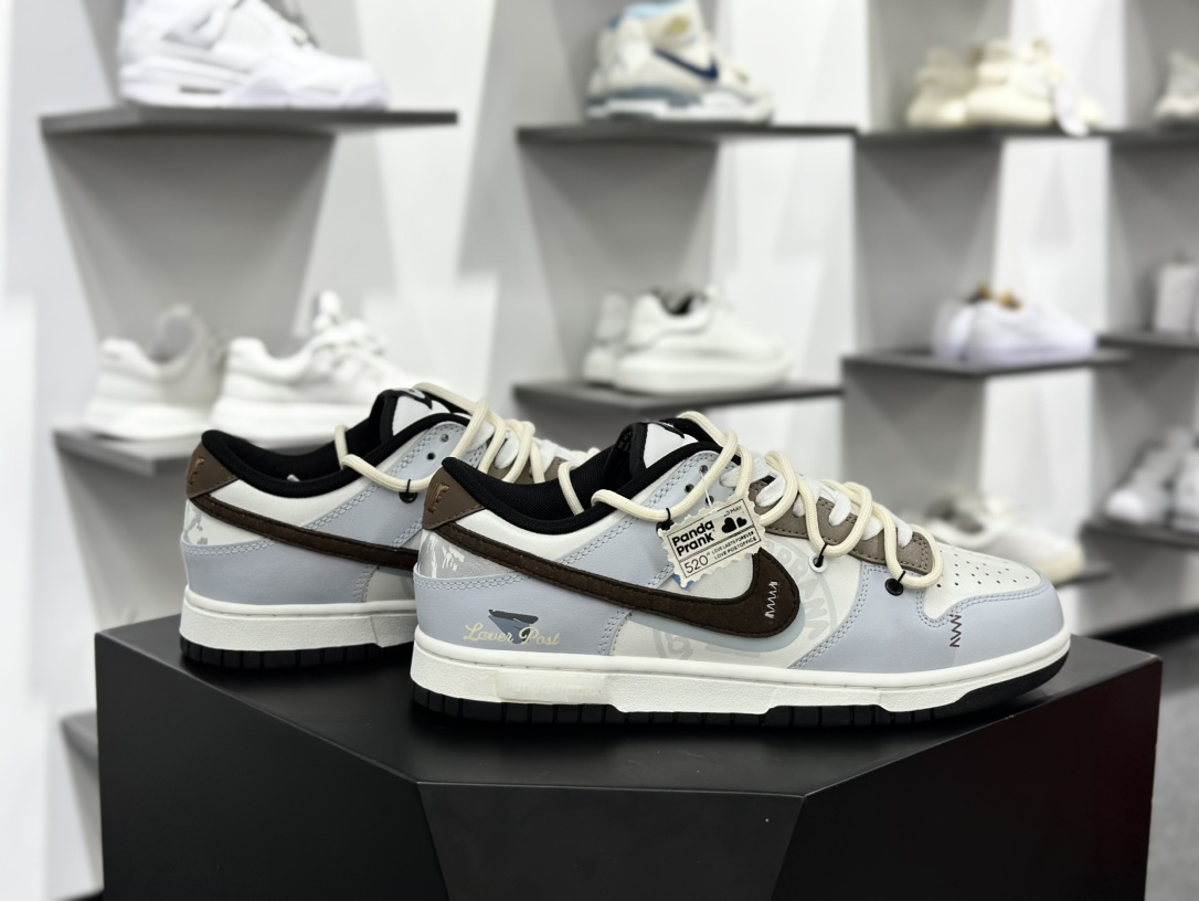 耐克Nike SB Dunk Low”National Customs”扣篮系列低帮休闲运动滑板板鞋“皮革灰蓝黑引线牵梦涂鸦”DD1391-100