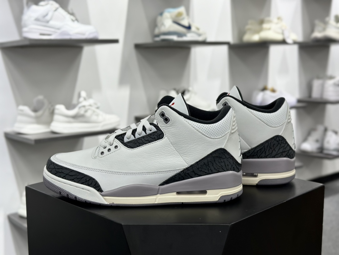 耐克Nike Air Jordan 3 Retro”Cement Grey”迈克尔·乔丹AJ3代中帮复古休闲运动文化篮球鞋“白水泥深灰爆裂纹”CT8532-106