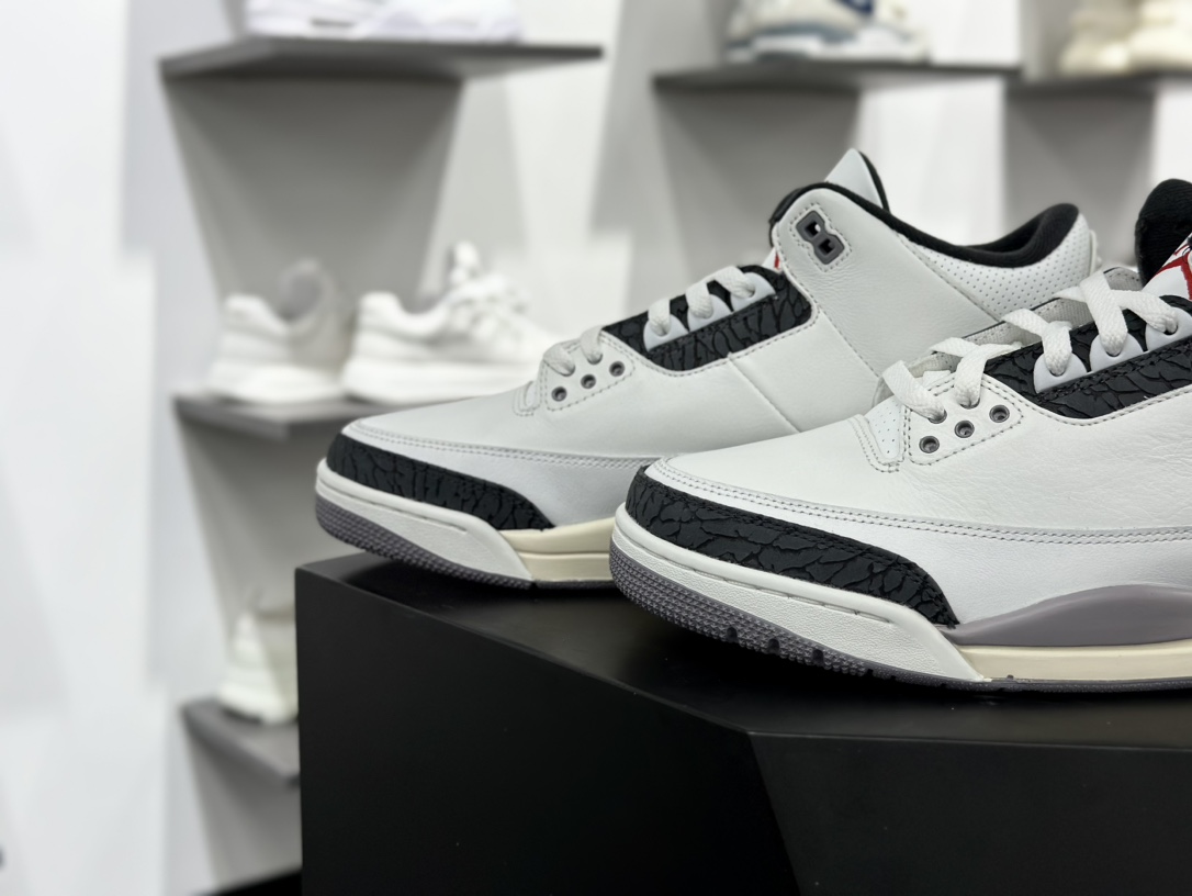 耐克Nike Air Jordan 3 Retro”Cement Grey”迈克尔·乔丹AJ3代中帮复古休闲运动文化篮球鞋“白水泥深灰爆裂纹”CT8532-106