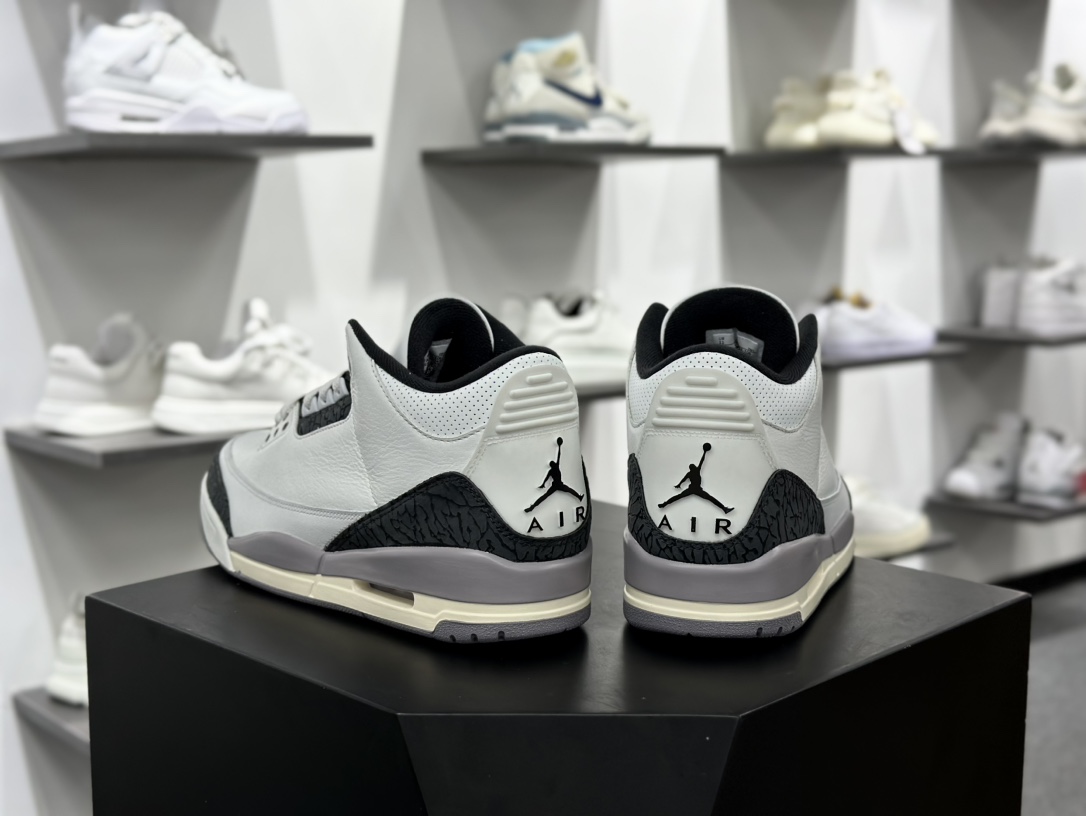 耐克Nike Air Jordan 3 Retro”Cement Grey”迈克尔·乔丹AJ3代中帮复古休闲运动文化篮球鞋“白水泥深灰爆裂纹”CT8532-106