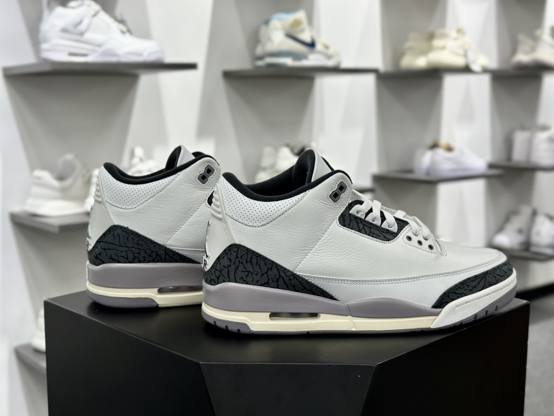 耐克Nike Air Jordan 3 Retro”Cement Grey”迈克尔·乔丹AJ3代中帮复古休闲运动文化篮球鞋“白水泥深灰爆裂纹”CT8532-106