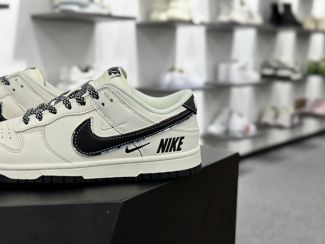 耐克Nike By You SB Dunk Low Retro SP扣篮系列低帮板鞋“皮革米白黑NIKE字母刺绣”SJ1089-002