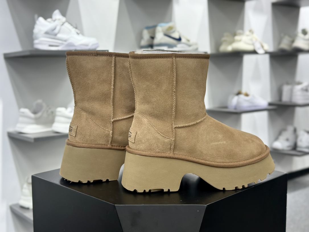 UGG W Classic Short New Heights Boot Chestnut 新高地缝线短靴“栗子棕加绒”1158310-CHE