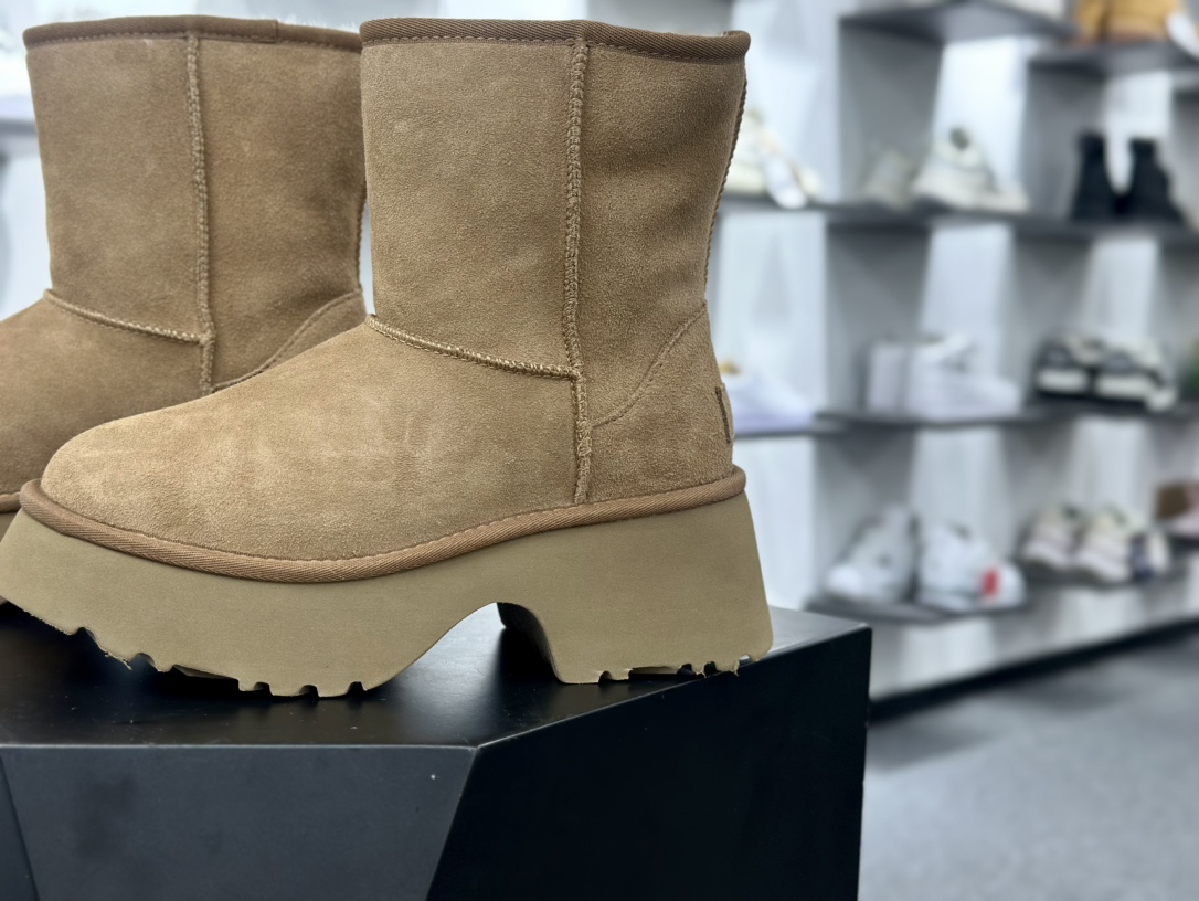 UGG W Classic Short New Heights Boot Chestnut 新高地缝线短靴“栗子棕加绒”1158310-CHE