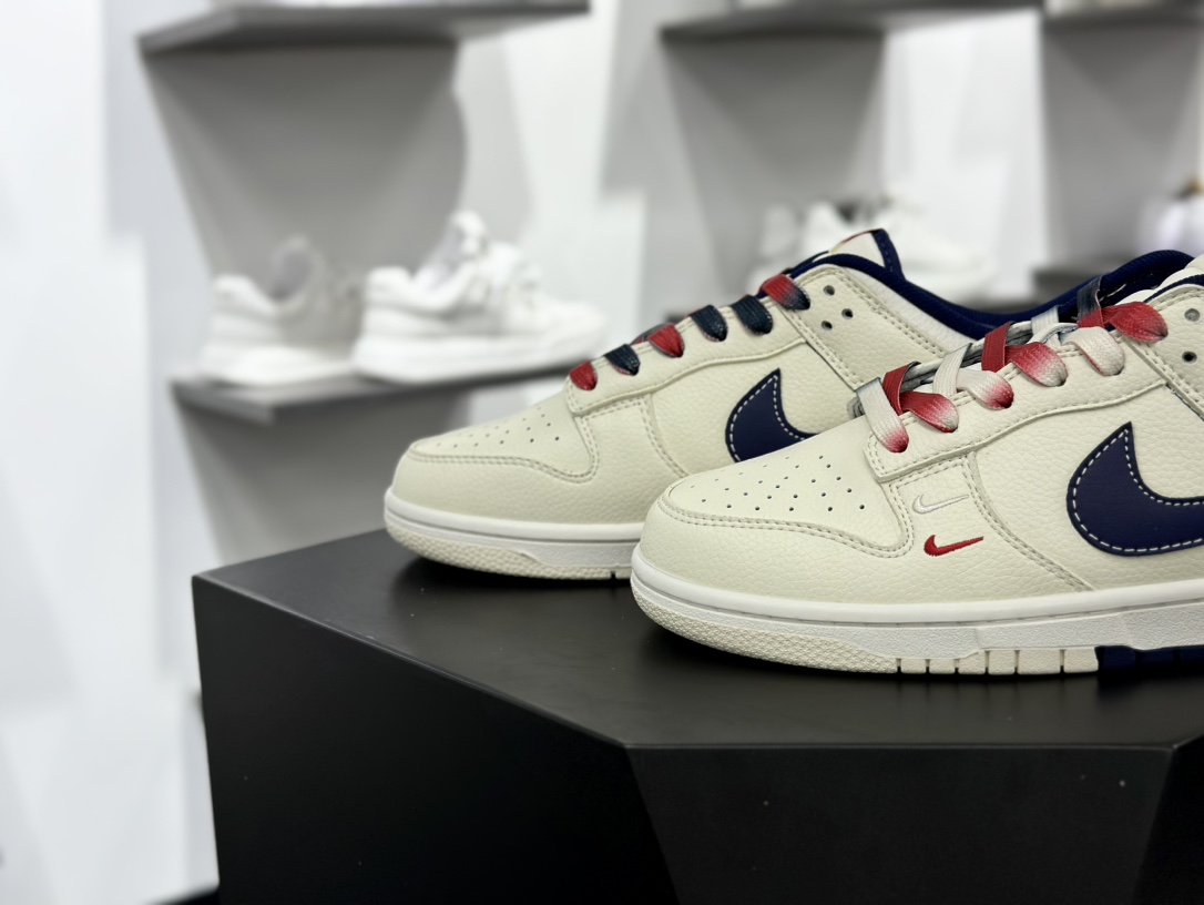 古驰Gucci x Nike SB Dunk Low”Esquisite Gucci”扣篮系列低帮滑板板鞋“联名米白渐变藏蓝红古驰”XY1688-003