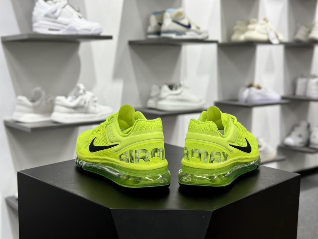 耐克Nike Air Max 2013”Volt”2013大气垫系列低帮慢跑鞋“网织荧光绿黑”HF3660-700