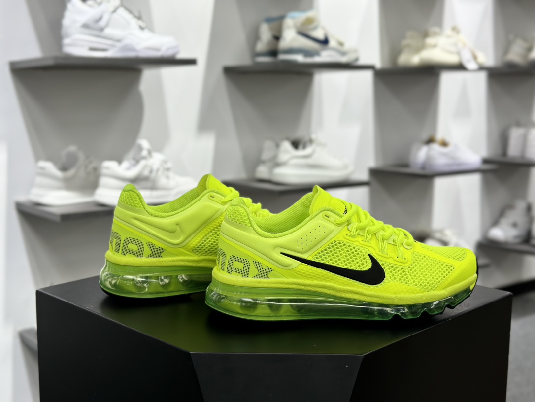 耐克Nike Air Max 2013”Volt”2013大气垫系列低帮慢跑鞋“网织荧光绿黑”HF3660-700