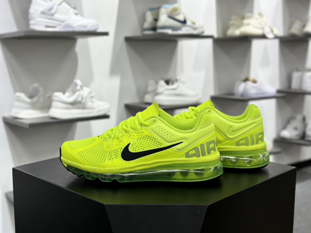 耐克Nike Air Max 2013”Volt”2013大气垫系列低帮慢跑鞋“网织荧光绿黑”HF3660-700