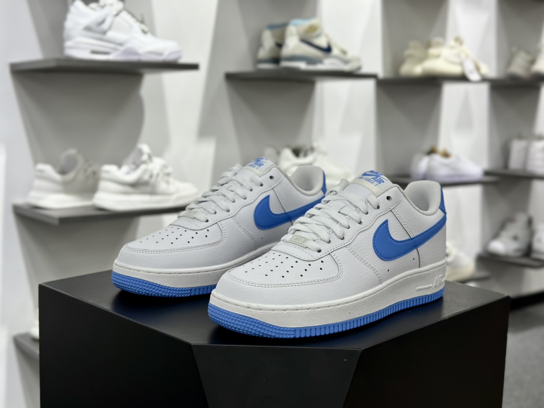 Air Sole气垫耐克Nike Air Force 1’07 Low”Whit Midnight Navy”空军一号板鞋“皮革白午夜蓝钩子”DC9466-104