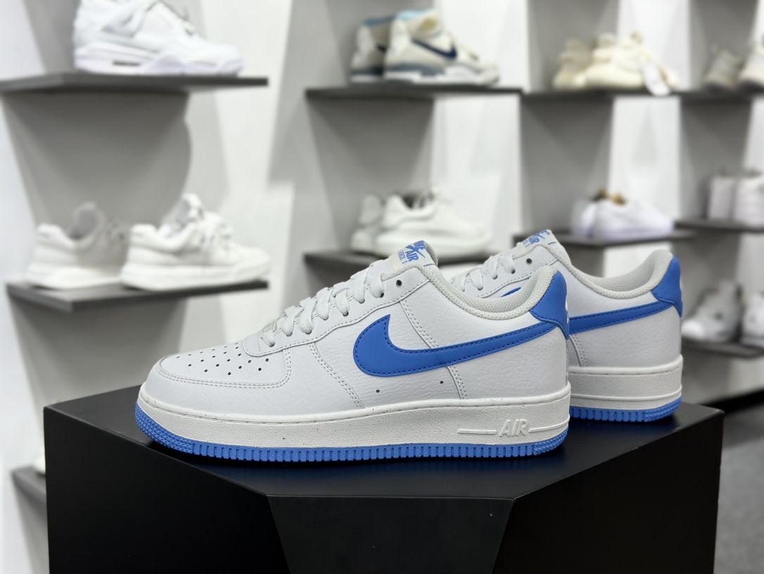 Air Sole气垫耐克Nike Air Force 1’07 Low”Whit Midnight Navy”空军一号板鞋“皮革白午夜蓝钩子”DC9466-104