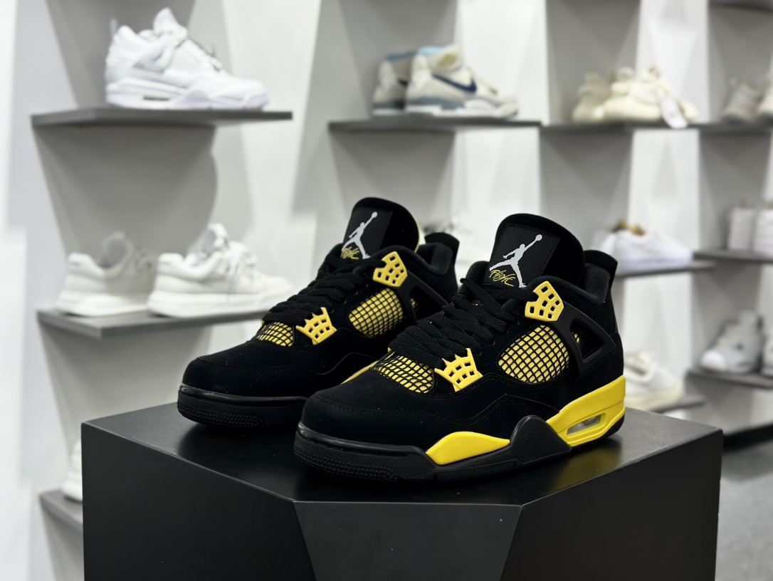 耐克Nike Air Jordan 4 Retro”Black Cat”AJ4代中帮篮球鞋“黑黄雷公”DH6927-017