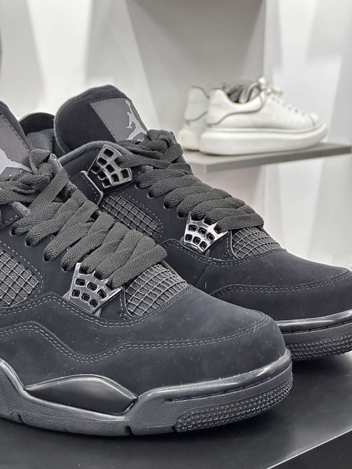 耐克Nike Air Jordan 4 Retro”Black Cat”AJ4代中帮篮球鞋“黑猫麂皮黑武士”CU1110-010