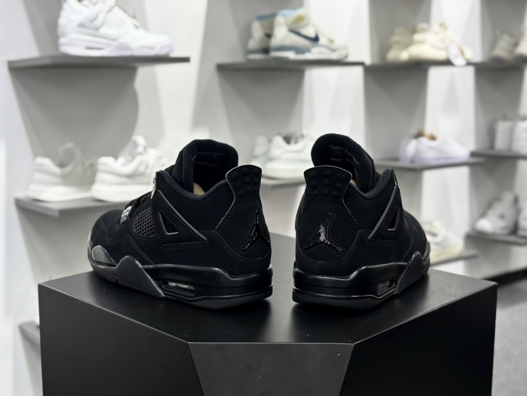 耐克Nike Air Jordan 4 Retro”Black Cat”AJ4代中帮篮球鞋“黑猫麂皮黑武士”CU1110-010