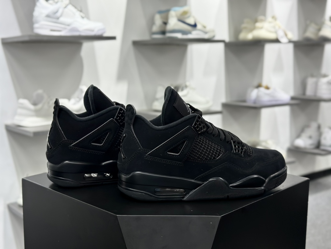 耐克Nike Air Jordan 4 Retro”Black Cat”AJ4代中帮篮球鞋“黑猫麂皮黑武士”CU1110-010