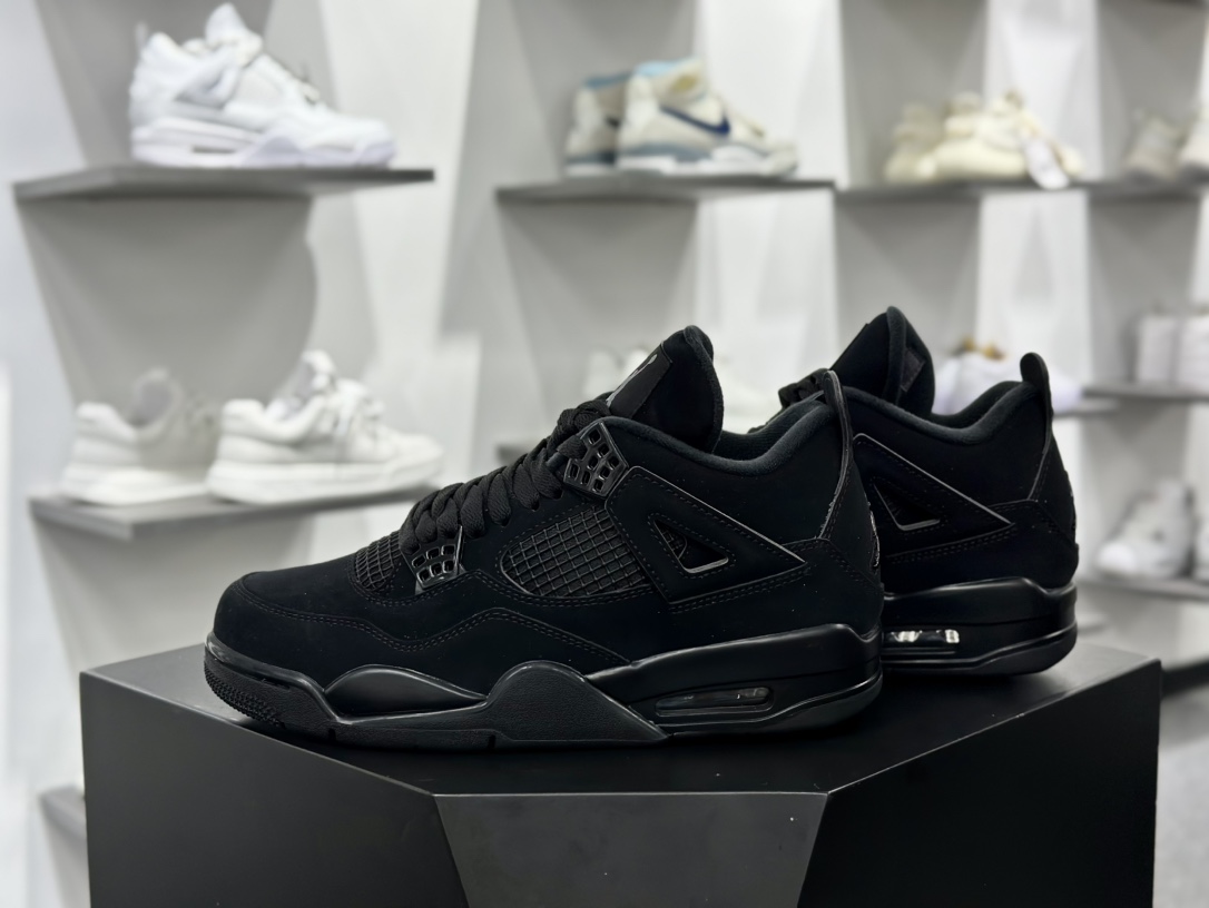 耐克Nike Air Jordan 4 Retro”Black Cat”AJ4代中帮篮球鞋“黑猫麂皮黑武士”CU1110-010