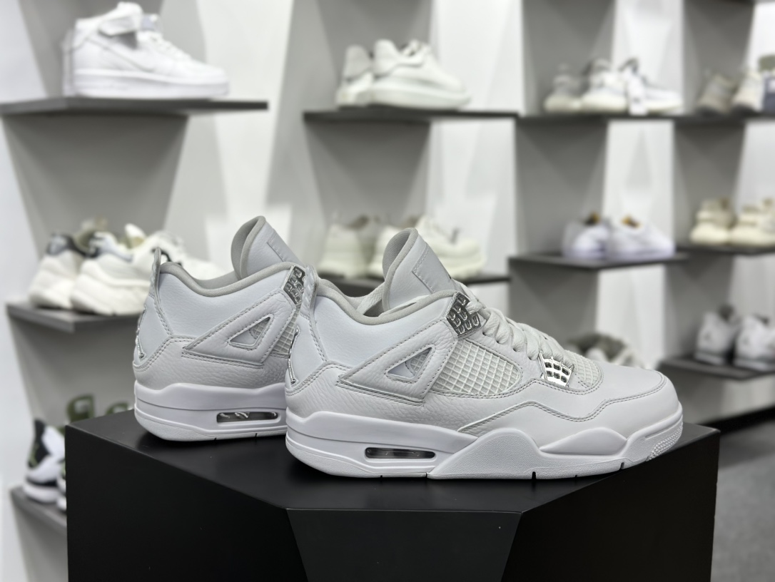 耐克Nike Air Jordan 4 Retro”Taupe Haze”AJ4代中帮复古休闲运动文化篮球鞋“白猫纯白银” 308497-100