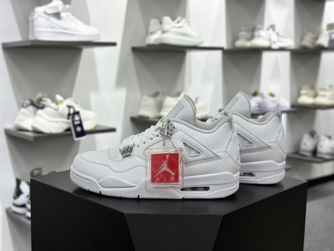 耐克Nike Air Jordan 4 Retro”Taupe Haze”AJ4代中帮复古休闲运动文化篮球鞋“白猫纯白银” 308497-100