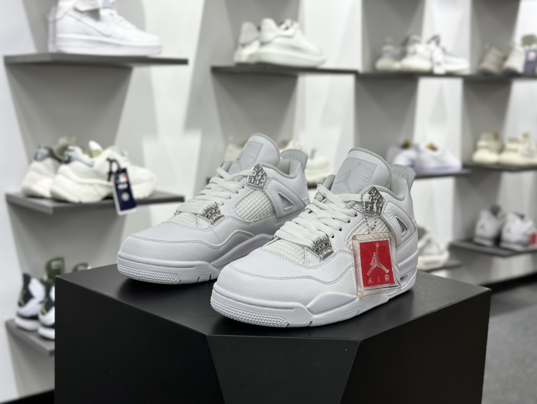 耐克Nike Air Jordan 4 Retro”Taupe Haze”AJ4代中帮复古休闲运动文化篮球鞋“白猫纯白银” 308497-100